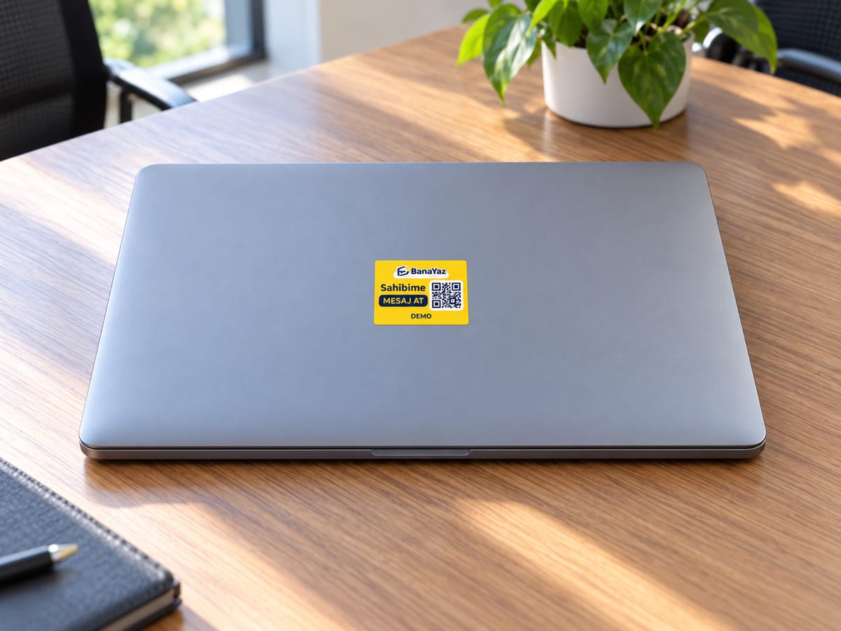 Laptop, tablet üzerinde BanaYaz etiketi
