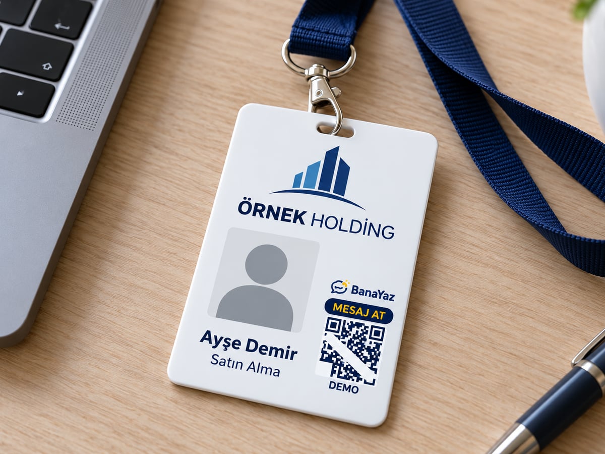 Yaka kartı üzerinde BanaYaz etiketi